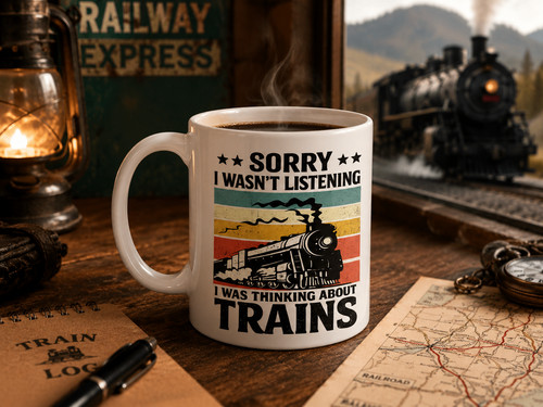 Funny train lover mug - train, vintage
